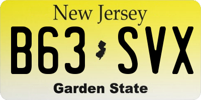 NJ license plate B63SVX