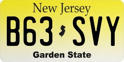 NJ license plate B63SVY