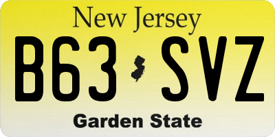 NJ license plate B63SVZ