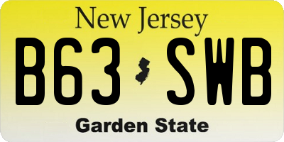 NJ license plate B63SWB