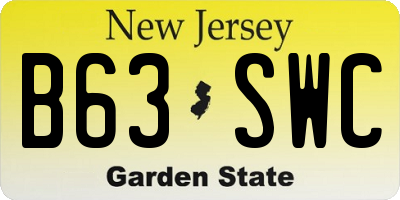 NJ license plate B63SWC