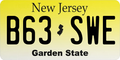 NJ license plate B63SWE