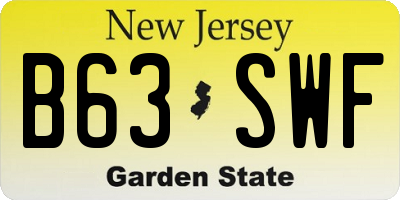 NJ license plate B63SWF