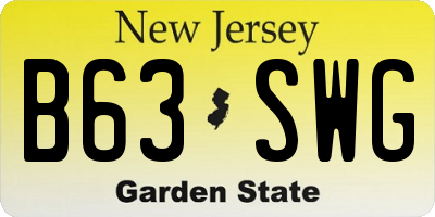NJ license plate B63SWG