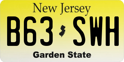 NJ license plate B63SWH