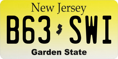 NJ license plate B63SWI