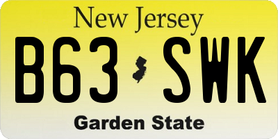 NJ license plate B63SWK