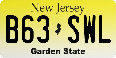 NJ license plate B63SWL