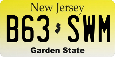 NJ license plate B63SWM