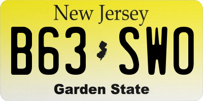 NJ license plate B63SWO