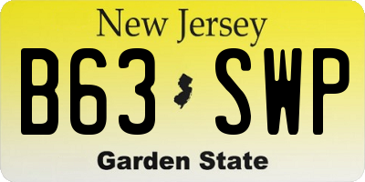 NJ license plate B63SWP