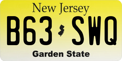 NJ license plate B63SWQ