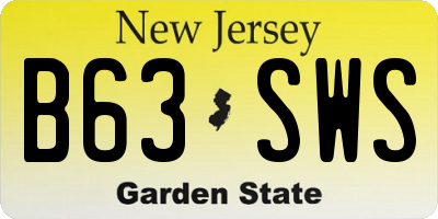 NJ license plate B63SWS