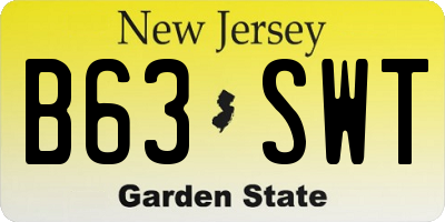 NJ license plate B63SWT