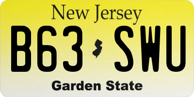 NJ license plate B63SWU