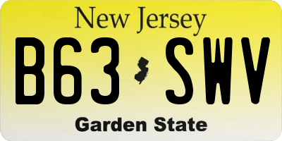 NJ license plate B63SWV