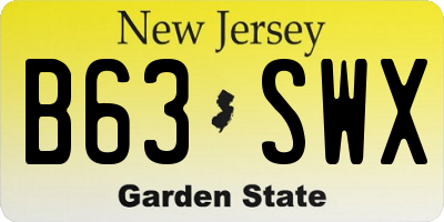 NJ license plate B63SWX
