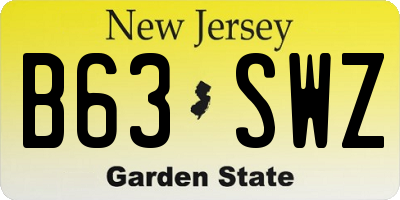 NJ license plate B63SWZ
