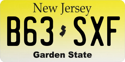 NJ license plate B63SXF