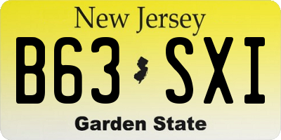 NJ license plate B63SXI