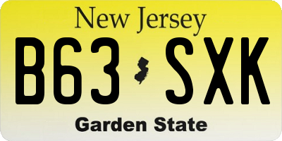 NJ license plate B63SXK