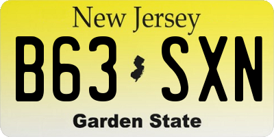 NJ license plate B63SXN