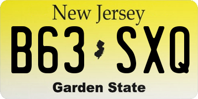 NJ license plate B63SXQ