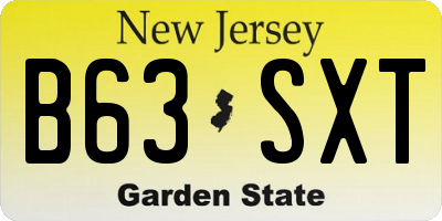 NJ license plate B63SXT