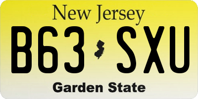 NJ license plate B63SXU