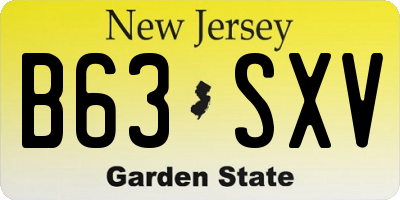 NJ license plate B63SXV