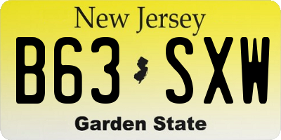 NJ license plate B63SXW