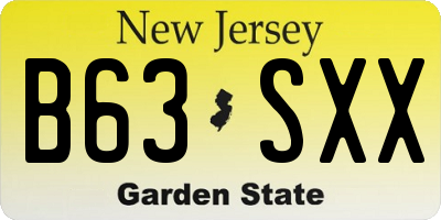 NJ license plate B63SXX