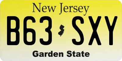 NJ license plate B63SXY