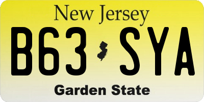 NJ license plate B63SYA