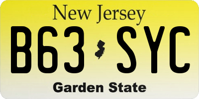 NJ license plate B63SYC