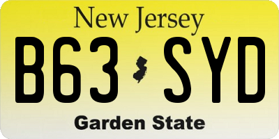 NJ license plate B63SYD