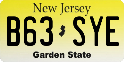 NJ license plate B63SYE