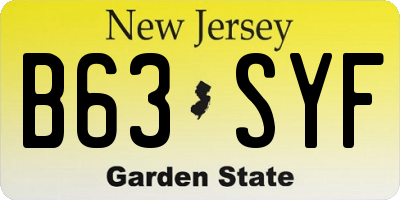 NJ license plate B63SYF