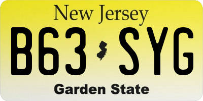 NJ license plate B63SYG
