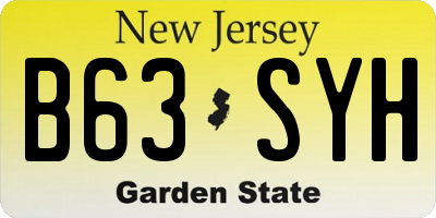 NJ license plate B63SYH