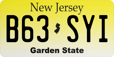NJ license plate B63SYI