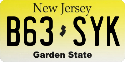 NJ license plate B63SYK