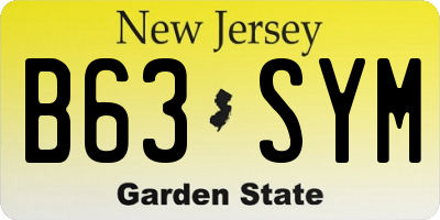 NJ license plate B63SYM