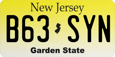 NJ license plate B63SYN