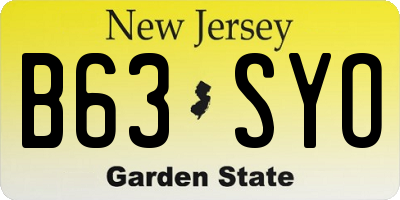 NJ license plate B63SYO