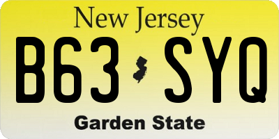 NJ license plate B63SYQ