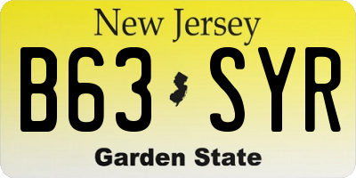 NJ license plate B63SYR