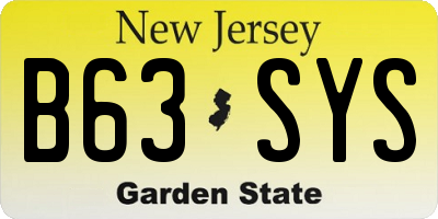 NJ license plate B63SYS