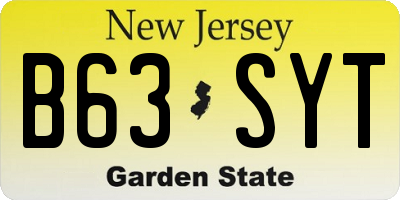 NJ license plate B63SYT