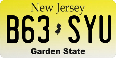 NJ license plate B63SYU